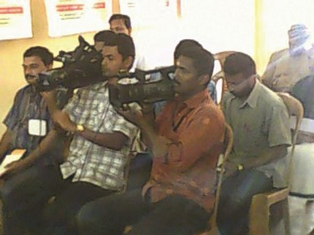 Reporters from various newspapers and channels at the press conference.